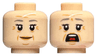 Minifigure, Head Dual Sided Female Dark Bluish Gray Eyebrows, Wrinkles, Smile / Open Mouth Scared Pattern