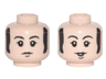 Minifigure, Head Dual Sided Black Eyebrows and Sideburns, Chin Dimple, Neutral / Smiling Pattern (Paul)