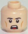 Minifigure, Head Male Black Eyebrows, White Pupils, Chin Dimple, Open Mouth Scowl Pattern