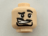 Minifigure, Head Black Eyebrows, Left Raised Eyebrow, Black Goatee, White Eyes with Black Pupils, Crooked Grin Pattern
