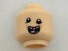 Minifigure, Head Uneven Black Eyes, Open Mouth with Missing Teeth and Pink Tongue Pattern