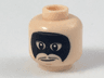 Minifigure, Head Male Black Eye Mask, Dark Bluish Gray Thin Moustache Pattern