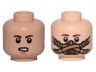 Minifigure, Head Dual Sided Reddish Brown Eyebrows, Chin Dimple, Open Mouth / Pilot Breathing Mask Pattern