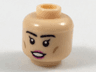 Minifigure, Head Female, Black Eyebrows and Eyes with Single Eyelashes, Pink Lips Pattern