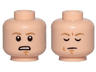 Minifigure, Head Dual Sided Dark Tan Eyebrows, 2 Dark Orange Chin Dimples, Concerned / Closed Eyes, Meditating Pattern (SW Luke Skywalker)