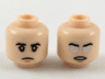 Minifigure, Head Dual Sided Black Eyebrows, Upper Eyelids, Medium Nougat Chin Dimple, Frown / Open Mouth with Teeth, Silver and White Eyes Pattern
