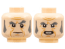 Minifigure, Head Dual Sided Dark Bluish Gray Eyebrows and Sideburns, Cheek Lines, Frown / Mouth with Teeth Pattern