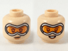 Minifigure, Head Dual Sided Female, Large Goggles with Orange Lenses, Smirk / Smile Pattern