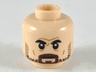 Minifigure, Head Furrowed Brow, Black Eyebrows, Dark Brown Beard and Stubble Pattern