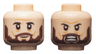 Minifigure, Head Dual Sided Black Eyebrows, Dark Brown Beard, Neutral / Fierce Pattern