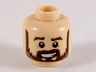 Minifigure, Head Dark Brown Eyebrows and Beard with Dark Tan Highlights Pattern
