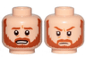 Minifigure, Head Dual Sided Dark Orange Beard and Eyebrows, Bared Teeth / Frown Pattern (SW Obi-Wan)