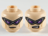 Minifigure, Head Dual Sided Pearl Dark Gray Visor, Dark Purple Lenses, Medium Nougat Cheek Lines, Small Grin / Gritted Teeth Pattern