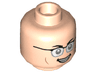 Minifigure, Head Dual Sided Black and Silver Glasses / Dark Blue Ink Splotch Pattern