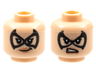 Minifigure, Head Dual Sided Female, Large Black Domino Mask, Peach Lips, Lopsided Grin / Gritted Teeth Pattern