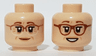 Minifigure, Head Dual Sided Female, Reddish Brown Eyebrows, Cheek and Brow Lines, Glasses, Smile / Open Mouth Smile Pattern