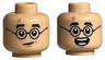 Minifigure, Head Dual Sided Black Eyebrows and Glasses, Medium Nougat Lightning Scar, Lopsided Grin / Open Mouth Smile with Teeth Parted Pattern