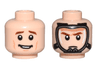 Minifigure, Head Dual Sided Reddish Brown Eyebrows, Medium Nougat Cheek Lines, and Open Mouth Smile / Oxygen Mask Pattern