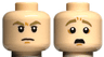 Minifigure, Head Dual Sided Dark Tan Eyebrows, Nougat Chin Dimple, Angry / Scared with Open Mouth Pattern