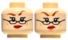 Minifigure, Head Dual Sided Female Reddish Brown Eyebrows, Bright Pink Eye Shadow, Black Glasses, Red Lips, Smirk / Angry with Frown Pattern