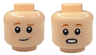 Minifigure, Head Dual Sided Child Dark Orange Eyebrows, Nougat Freckles, Grin with Medium Nougat Dimple / Surprised Open Mouth with Teeth Pattern