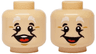 Minifigure, Head Dual Sided White Bushy Eyebrows, Medium Nougat Wrinkles and Chin Dimple, Open Mouth Smile with White Teeth and Red Tongue / Grin Pattern