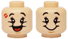 Minifigure, Head Dual Sided Black Eyebrows and Eyelashes, Medium Nougat Chin Dimple, Lipstick Print, Open Mouth Smile with Red Tongue / Wide Smile Pattern