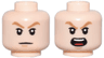Minifigure, Head Dual Sided Medium Nougat Eyebrows, Upper Eyelids, Nougat Chin Dimple, Neutral / Open Mouth Scowl with Top Teeth and Red Tongue Pattern