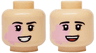 Minifigure, Head Dual Sided Female Black Eyebrows, Bright Pink Birthmark, Open Mouth Smile / Laughing with Teeth and Red Tongue Pattern