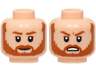 Minifigure, Head Dual Sided Dark Orange Eyebrows, Moustache, Beard and Sideburns, Grin / Angry Open Mouth with Teeth Pattern