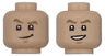 Minifigure, Head Dual Sided Dark Tan Eyebrows, Medium Nougat Chin Dimple, Lopsided Grin / Open Mouth Smile with Teeth Pattern