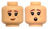 Minifigure, Head Dual Sided Reddish Brown Eyebrows, Nougat Freckles and Lips, Smirk / Open Mouth Shocked with Teeth Pattern