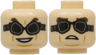 Minifigure, Head Dual Sided Dark Brown Bushy Eyebrows, Black Goggles, Medium Nougat Chin and Cheek Lines, Evil Open Mouth Smile with Teeth / Worried Pattern