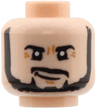 Minifigure, Head with Black Eyebrows, Full Beard and Moustache, Lower Eyelids, Medium Nougat Chin Dimple and Wrinkles, Smirk Pattern