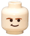 Minifigure, Head Male Smirk and Brown Eyebrows Pattern (SW Han Solo)