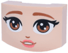 Wedge 3 x 4 x 1 1/3 Triple Curved No Studs with Sienna Eyebrows and Eyes, Nose and Coral Lips Pattern (Wicked Glinda Face)