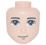 Mini Doll, Head Friends Male Large with Black Thin Eyebrows, Bright Light Blue Eyes, Chin Dimple, Grin Pattern