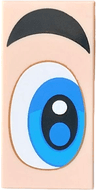Tile 2 x 4 with White, Blue and Dark Azure Eye and Thick Black Eyebrow Pattern Model Right Side (Super Mario Luigi Eye)
