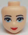 Mini Doll, Head Friends with Light Blue Eyes with Eye Shadow, Red Lips and Closed Mouth Pattern