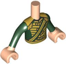 Torso Mini Doll Boy Dark Green Uniform Top with Gold Buttons, Epaulettes and Sash Pattern, Light Nougat Arms with Hands with Dark Green Long Sleeves