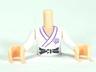 Torso Mini Doll Girl White Karate Top with Black Belt Pattern, Light Nougat Arms with Hands with White Sleeves