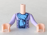 Torso Mini Doll Girl Medium Lavender Jacket with Bright Light Blue Scarf Pattern, Light Nougat Arms with Hands with Lavender Sleeves
