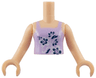 Torso Mini Doll Girl Lavender Vest Top with Black and White Flowers Pattern, Light Nougat Arms with Hands