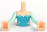 Torso Mini Doll Girl Medium Azure Top with Silver Icons Pattern, Light Nougat Arms with Hands with Light Aqua Sleeves