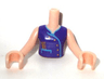 Torso Mini Doll Girl Dark Purple Vest Top with Yellow Buttons and Comb Pattern, Light Nougat Arms with Hands