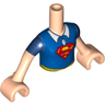 Torso Mini Doll Girl Blue Top, White Collar, Jewel Pendant, Red 'S' Pattern, Light Nougat Arms with Hands, Dark Blue Short Sleeves (Supergirl)