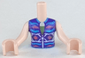 Torso Mini Doll Girl Dark Purple, Dark Pink and Dark Azure Sleeveless Jacket with Zipper Pattern, Light Nougat Arms with Hands