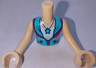 Torso Mini Doll Girl Medium Azure and Magenta Jacket over White Shirt with Star Necklace, Tan Chest Pattern, Light Nougat Arms with Hands