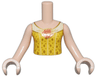 Torso Mini Doll Girl Yellow Top with Red Rose Trim and Gold Diamonds Pattern, Light Nougat Arms with Hands