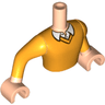 Torso Mini Doll Man Bright Light Orange Sweater with Shirt Collar Pattern, Light Nougat Arms with Hands with Bright Light Orange Sleeves
